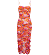 Magda Butrym Ruched Floral-print Stretch-mesh Midi Dress In Orange Print