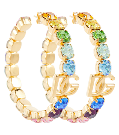 Dolce & Gabbana Crystal-embellished Logo Earrings In Multicoloured