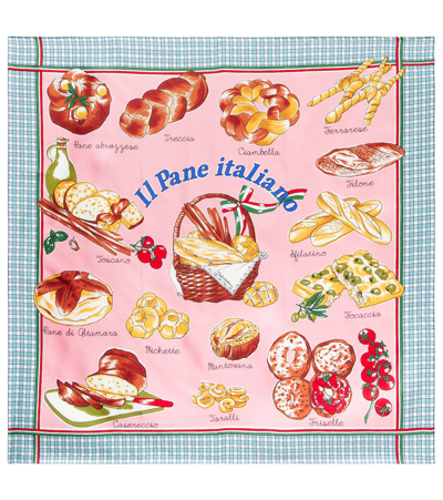 Dolce & Gabbana Bread-print Twill Scarf (70 X 70) In Pink