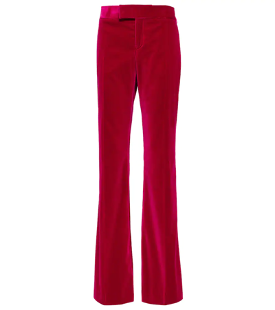 Tom Ford Mid-rise Flare-leg Velvet Pants In Red