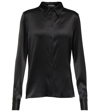 Tom Ford Fitted Stretch Silk Satin Shirt In Black