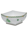 HEREND CHINESE BOUQUET GREEN LARGE SQUARE BOWL