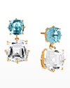 SYNA YELLOW GOLD MOGUL BLUE TOPAZ AND ROCK CRYSTAL EARRINGS