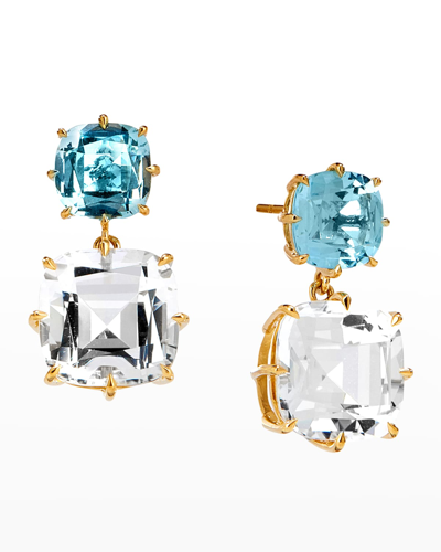 Syna Yellow Gold Mogul Blue Topaz And Rock Crystal Earrings