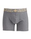 Versace Greca Border Long Boxer Trunks In A9x1 Gray