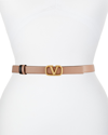 Valentino Garavani Vlogo Leather Belt In Selleria/nero