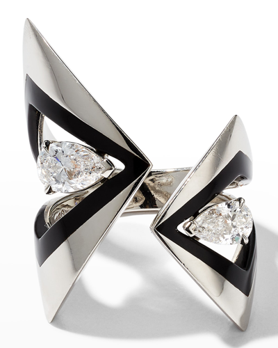 Etho Maria Platinum Ring With Diamonds And Black Ceramic
