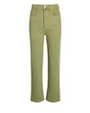 Re/done Green Ultra High Rise Stove Pipe Denim Jeans In Washed Sage