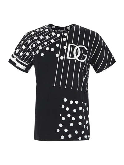 Dolce & Gabbana Multi-print Dg Logo T-shirt In Black