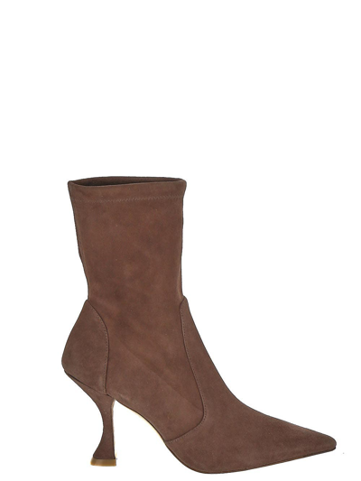 Stuart Weitzman Xcurve Ankle Boots In Brown