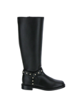 Stuart Weitzman Pearl Moto - Leather Boot With Pearls In Black