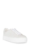 Betsey Johnson Sidny Pearl Rhinestone Platform Sneakers In Ivory