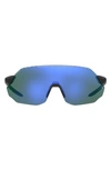 Under Armour Halftime 99mm Shield Sport Sunglasses In Black Grey / Green Oleo