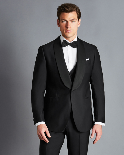 Charles Tyrwhitt Shawl Lapel Dinner Suit Wool Jacket In Black