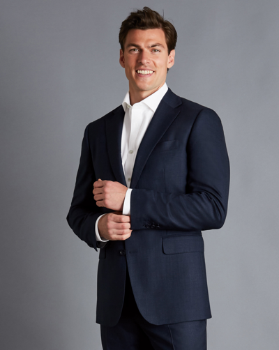 Charles Tyrwhitt End-on-end Ultimate Performance Suit Wool Jacket In Blue