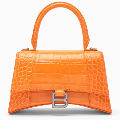 Balenciaga Hourglass S B Alenciaga Crocodile Print Leather Bag In Orange