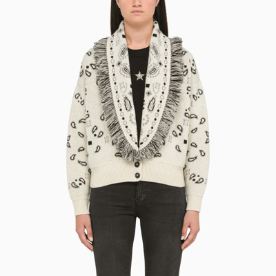 Alanui White Paisley Bomber Cardigan