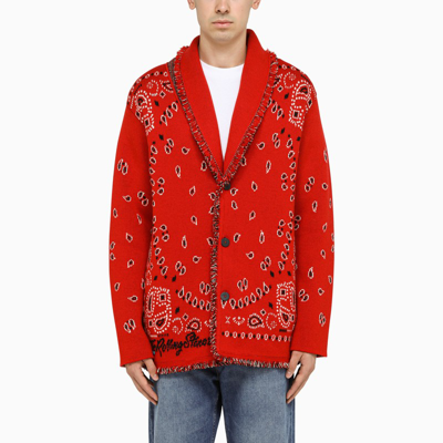 Alanui Rolling Stones Cardigan With Red Paisley Print