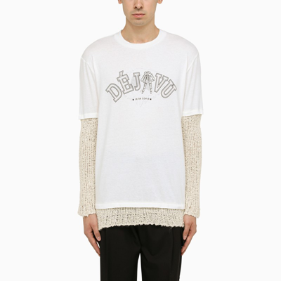 Our Legacy Knitted-sleeve Cotton-jersey Long-sleeved T-shirt In White