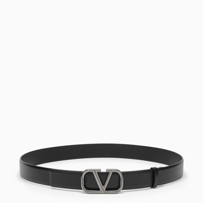 Valentino Garavani Black Leather Vlogo Belt 30 Mm