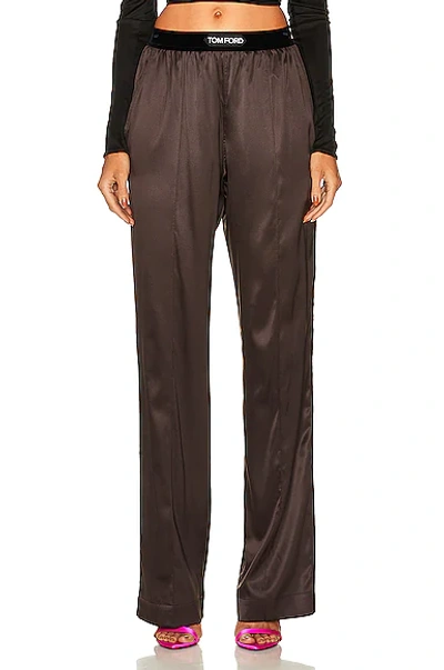Tom Ford Logo Waist Pj Pant In Brown