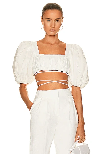 Jonathan Simkhai Lennie Crop Top In Bone