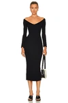 Khaite Pia Off-the-shoulder Rib Midi Dress In Black