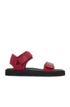 The Row Hook And Loop Metallic Leather And Neoprene Sandals In Raspberry