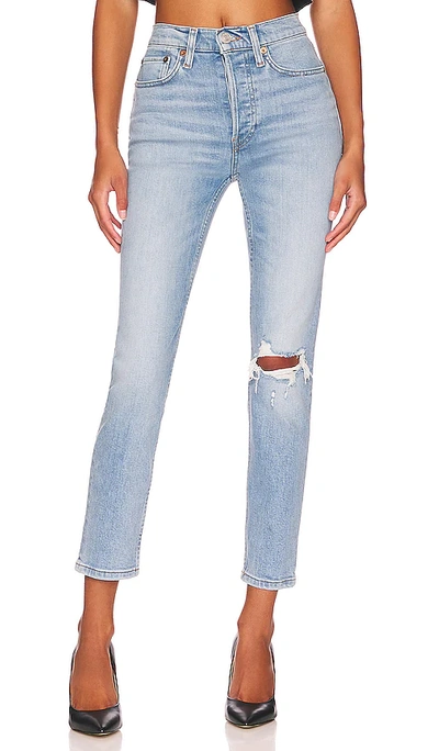 Re/done 90s High-rise Ankle Crop Jeans In Worn Light Azure