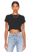 Re/done 60s Cropped Slim Tee Shirt In Black