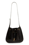 SAINT LAURENT SAINT LAURENT PARIS VII FLAT CROC EMBOSSED LEATHER HOBO BAG