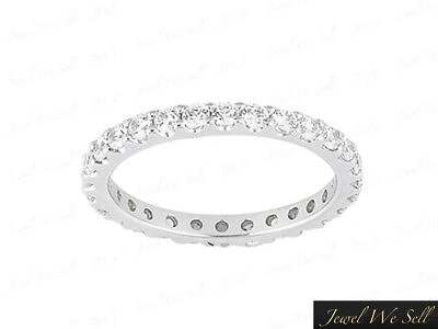 Pre-owned Jewelwesell 0.85ct Round Diamond Eternity Wedding Band Ring 14k White Gold Gh I1 Prong Set