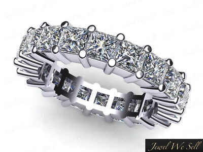 Pre-owned Jewelwesell 2.50ct Princess Cut Diamond Shared Prong Eternity Band Ring 10k White Gold Gh I1