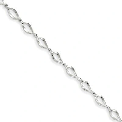 Pre-owned Superdealsforeverything Real 14kt White Gold Polished Fancy Link Bracelet; 7.25 Inch