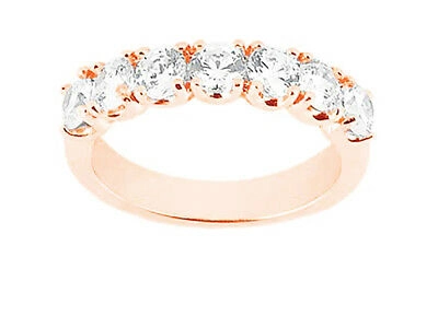 Pre-owned Jewelwesell 7stone 0.70ct Diamond Wedding Band Ring 14k Rose Gold Round Brilliant Cut I Si2