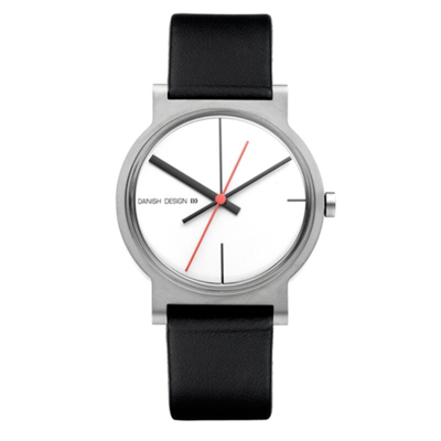 Pre-owned Danish Design Iq12q909 White Dial Stainless Steel Quartz Leather Men's Watch
