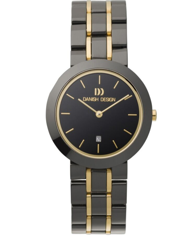 Pre-owned Danish Design Iv65q833 Black Dial Two Tone Ceramic Quartz Sapphire Women's Watch