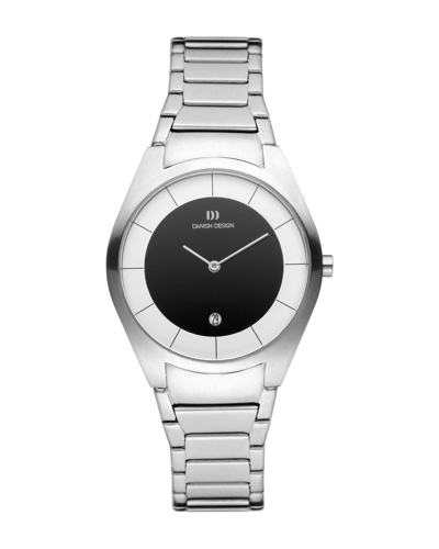 Pre-owned Danish Design Iv66q890 Black/white Dial Stainless Steel Quartz Women's Watch