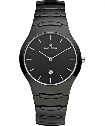 Pre-owned Danish Design Iv63q945 Black Dial Ceramic Quartz Classic Sapphire Women's Watch