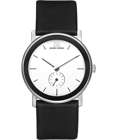 Pre-owned Danish Design Iv12q925 White Dial Steel Black Leather Quartz Women's Watch