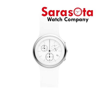 Pre-owned Danish Design Iv12q892 Steel Chronograph White Leather Quartz Women's Watch