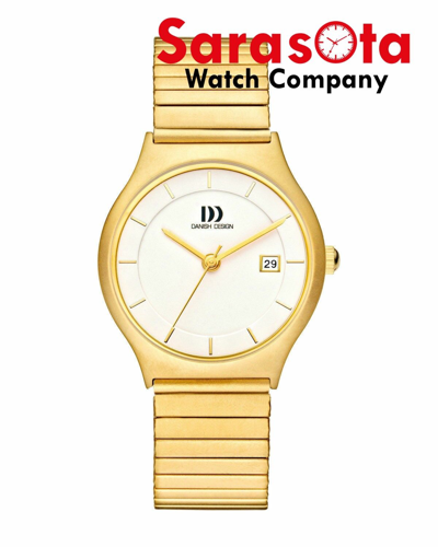 Pre-owned Danish Design Iv05q985 White Dial Gold Tone Titanium Quartz Classic Womens Watch