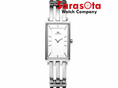 Pre-owned Danish Design Iv62q663 White Dial Titanium Quartz Classic Rectangle Womens Watch In Misty Rose