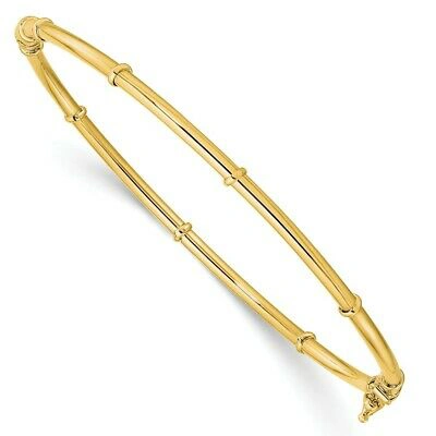 Pre-owned Superdealsforeverything Real 14kt Yellow Gold Polished Fancy Hinged Bangle; 7.5 Inch