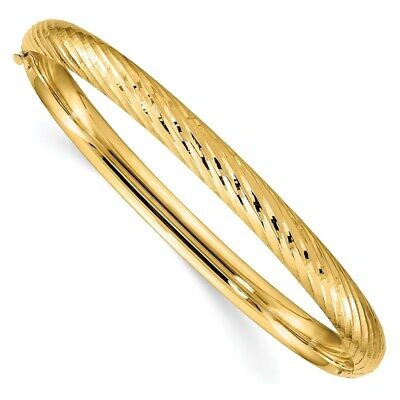 Pre-owned Skyjewelers Real 14kt Yellow Gold 4/16 Textured Hinged Bangle; 7.5 Inch