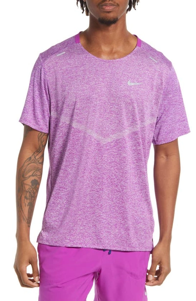 Nike Dri-fit 365 Running T-shirt In Purple/ Heather/ Silver