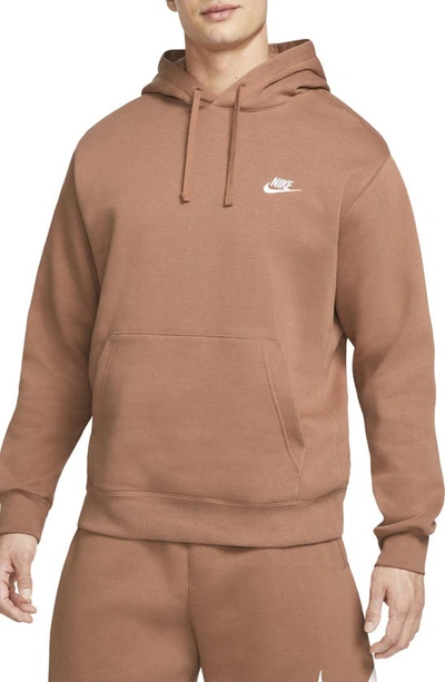 Nike Sportswear Club Fleece Pullover Hoodie In Mineral Clay/mineral Clay/white