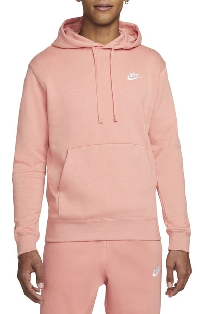 Nike Sportswear Club Fleece Pullover Hoodie In Light Madder Root/white