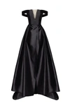 MILLÀ BLACK CLASSIC ATLAS DRESS WITH PLUNGING NECKLINE AND HIGH SLIT
