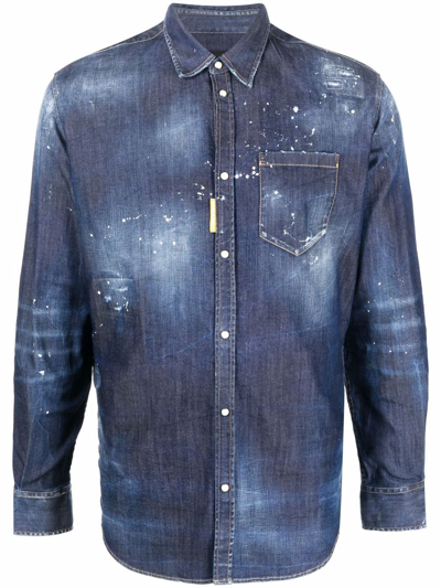 Dsquared2 Icon Logo Denim Shirt In Blue